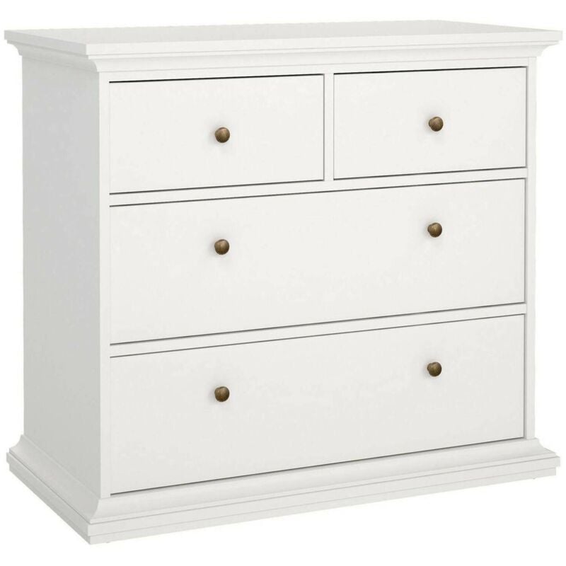 

Cómoda de cuatro cajones, color blanco, 96,2 x 86,9 x 48,5 cm - Dmora