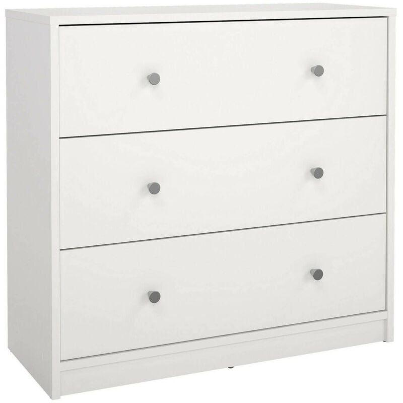 

Dmora - Cómoda de tres cajones, color blanco, 72,4 x 68,3 x 30,1 cm