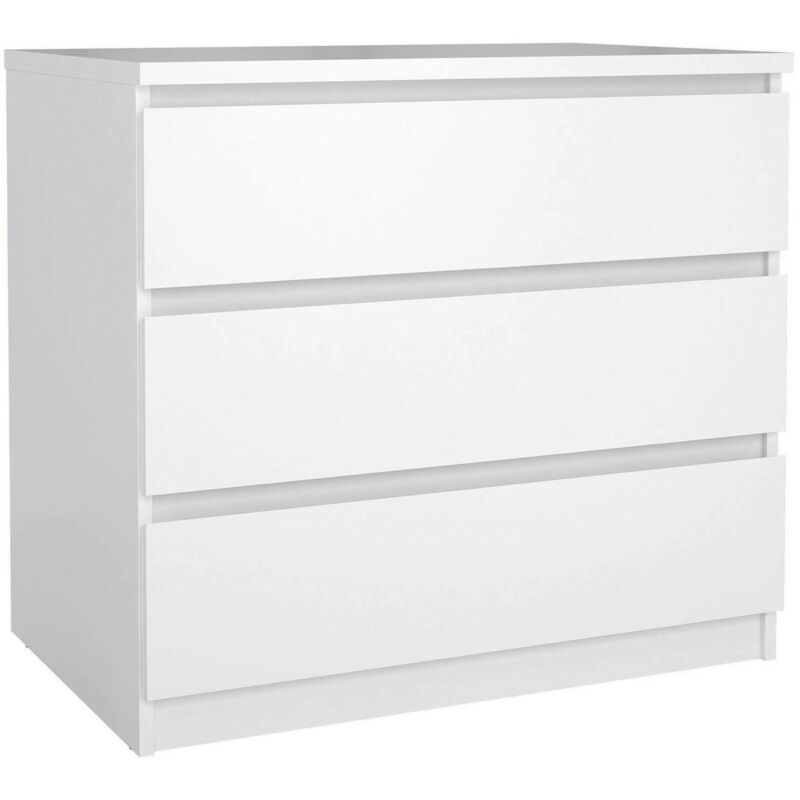 

Cómoda de tres cajones, color blanco brillante, 77 x 70 x 50 cm - Dmora