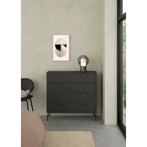 Dmora - Cajonera Puglia, Cómoda multiusos, Cómoda de dormitorio, Gabinete con cajones, 99x40 h96 cm, Negro