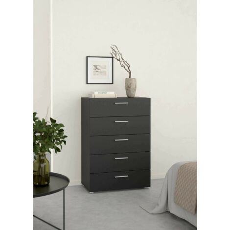 Dmora - Cajonera Yolande, Cómoda multiusos, Cómoda de dormitorio, Gabinete con cajones, 70x40 h102 cm, Negro