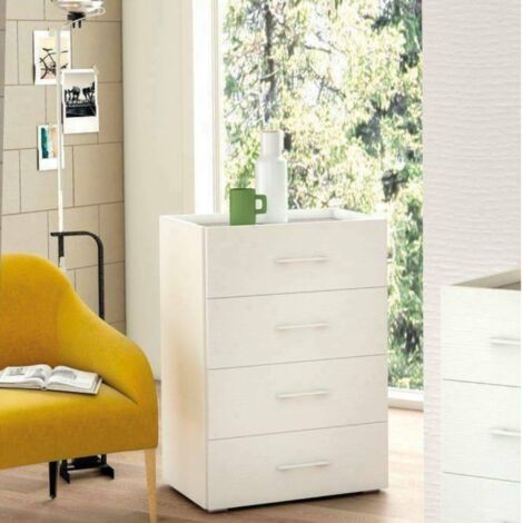 Dmora - Cajones Dmagli, Cajonera con 4 cajones para dormitorio, Mueble multiusos para oficina o estudio, 60x41h87 cm, Blanco
