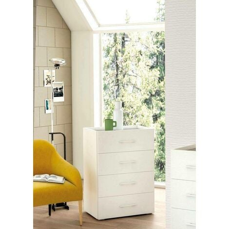 Cajonera Dabraha, Cajonera con 4 cajones, Cómoda para dormitorio, 100% Made  in Italy, cm 98x40h82, Blanco brillante