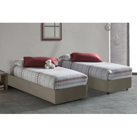 Dmora - Cama individual Dcatald, Cama contenedor con tapizado en ecopiel, 100% Made in Italy, Apertura lateral, adecuado para colchón 80x190 cm, Tórtola