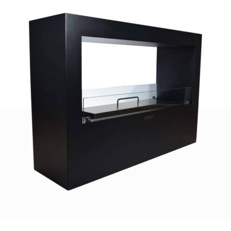 Dmora - Camino a bioetanolo Aicurzio, Caminetto ecologico, Focolare senza fumo, Riscaldatore ad etanolo, Made in Italy, 30x100 h70 cm, Nero