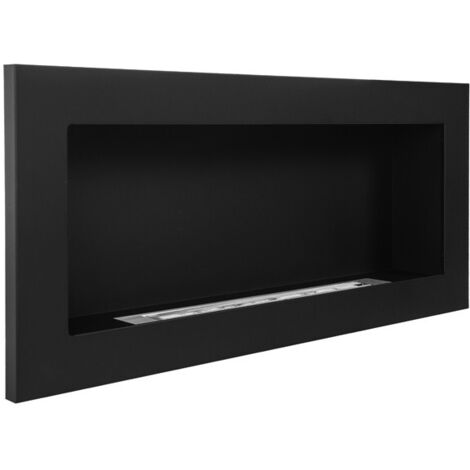Dmora - Camino a bioetanolo Dsquizzat, Caminetto ecologico, Focolare senza fumo, Riscaldatore ad etanolo, Made in Italy, 90x12 h39 cm, Nero
