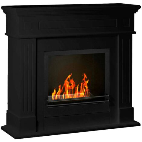 Dmora - Camino a bioetanolo Dstivanell, Caminetto ecologico, Focolare senza fumo, Riscaldatore ad etanolo, Made in Italy, 110x36 h101 cm, Nero