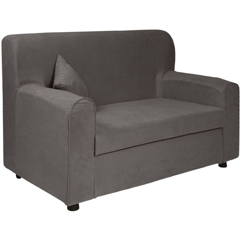 Dmora - Canapé 2 places moderne en tissu, Made in Italy, Canapé pour petits appartements, avec coussins, 125x73xh85 cm, Couleur gris, avec emballage