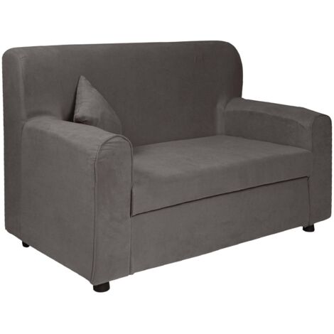 Dmora – Canapé 2 places en tissu gris – Dimensions 125x73xh85 cm – Conçu pour petits appartements – Structure en bois durable