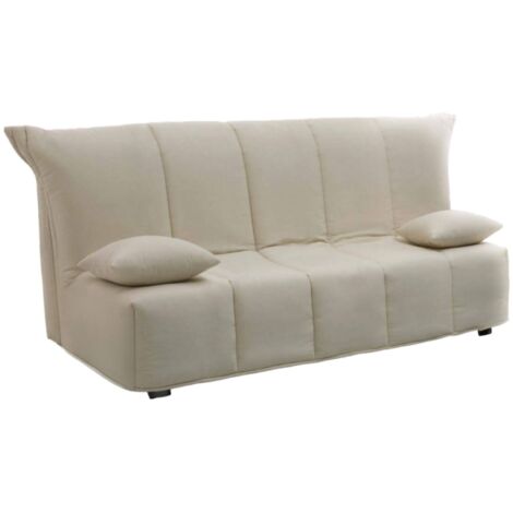 Dmora - Canapé Dabam, Canapé 3 places, 100% Made in Italy, Canapé de salon avec ouverture trolley, en tissu matelassé, avec oreillers inclus, Cm 165x90h85, Beige