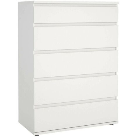 Dmora - Cassettiera Arriba, Settimino multiuso, Comò camera da letto, Mobile con cassetti, 77x40 h107 cm, Bianco