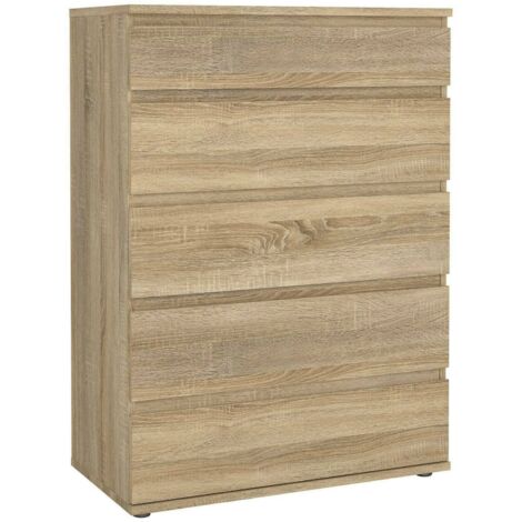 Dmora - Cassettiera Arriba, Settimino multiuso, Comò camera da letto, Mobile con cassetti, 77x40 h107 cm, Quercia