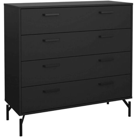 Dmora - Cassettiera Constance, Settimino multiuso, Comò camera da letto, Mobile con cassetti, 99x40 h96 cm, Nero