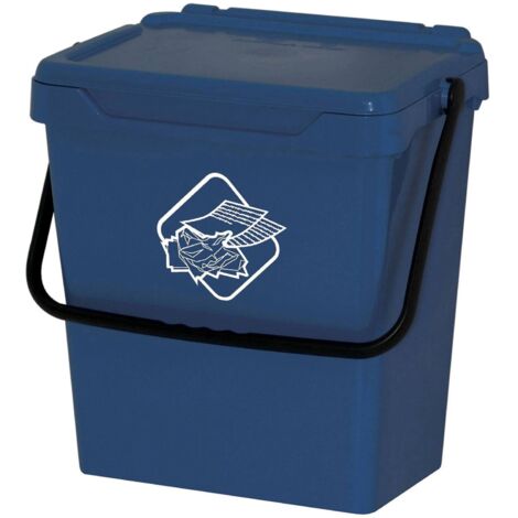 Dmora Cassonetto in polipropilene per raccolta differenziata, Contenitore per rifiuti da 30l, 100% Made in Italy, cm 40x31h39, colore Blu, con imballo rinforzato
