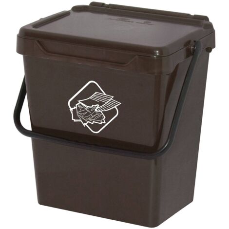 Dmora Cassonetto in polipropilene per raccolta differenziata, Contenitore per rifiuti da 30l, 100% Made in Italy, cm 40x31h39, colore Marrone, con imballo rinforzato