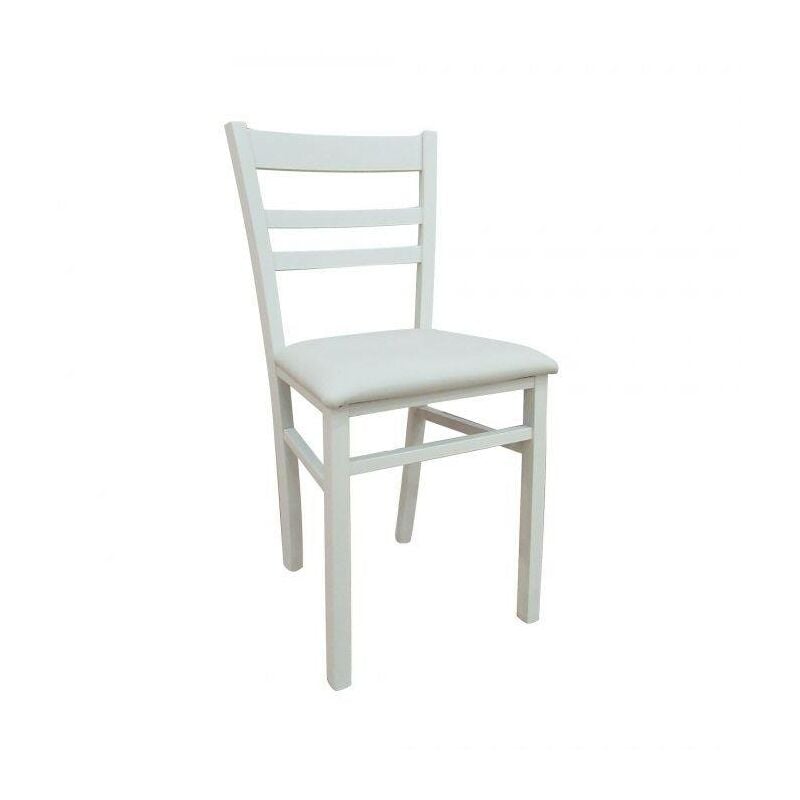 Dmora - Chaise classique en bois et éco-cuir, pour salle à manger, cuisine ou salon, Made in Italy, 41x43h87 cm, Couleur Blanc, avec emballage