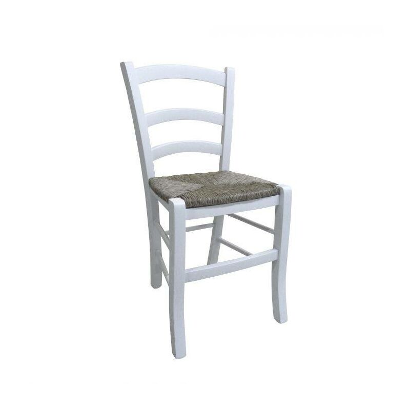 Chaise classique en bois, pour salle à manger, cuisine ou salon, Made in Italy, 46x42h87 cm, Couleur Blanc - Dmora