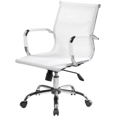 Dmora - Chaise de bureau Asunik\, Chaise de direction avec accoudoirs, Chaise de bureau ergonomique, Blanc, 62x54h92/102 cm