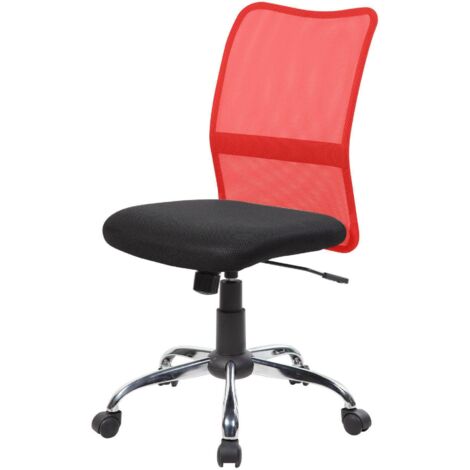 Dmora - Chaise de bureau Dana, Chaise de travail en maille, Siège de bureau ergonomique, 57x46h90/100 cm, Noir et Rouge