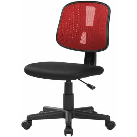 Dmora - Chaise de bureau Dlazeti, Chaise de bureau de travail, Siège de bureau ergonomique, 49x43h81/93 cm, Noir et Rouge