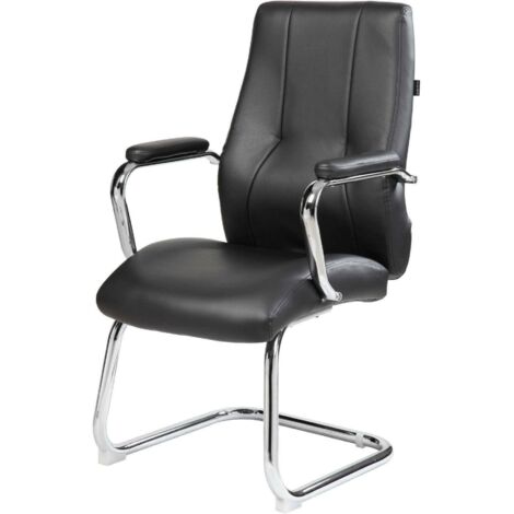 Dmora - Chaise de bureau Dmoncin, Chaise de salle d'attente avec accoudoirs, Chaise de salle d'attente ergonomique, 61x58h101 cm, Noir