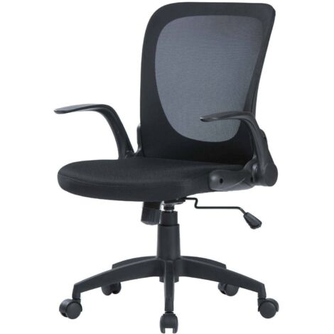Dmora - Chaise de bureau Dnuciar, Chaise de direction en maille avec accoudoirs, Siège ergonomique avec accoudoirs rabattables, 60x59h86/96 cm, Noir