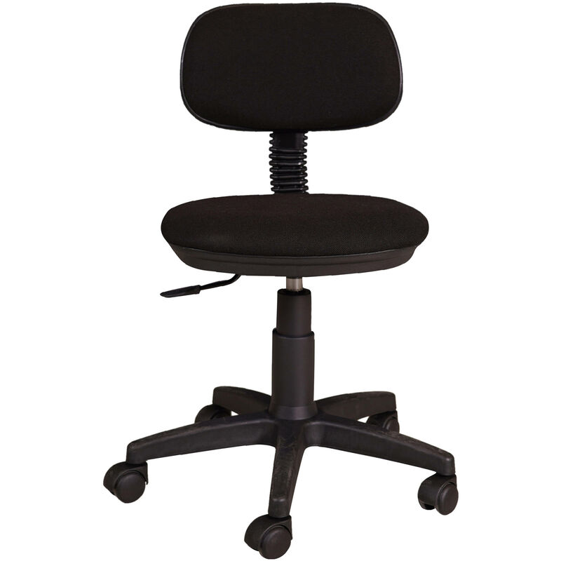 Dmora - Chaise de bureau sur roulettes, Chaise releveuse, Chaise rembourrée en tissu,58x53h77 / 87 cm, couleur noire