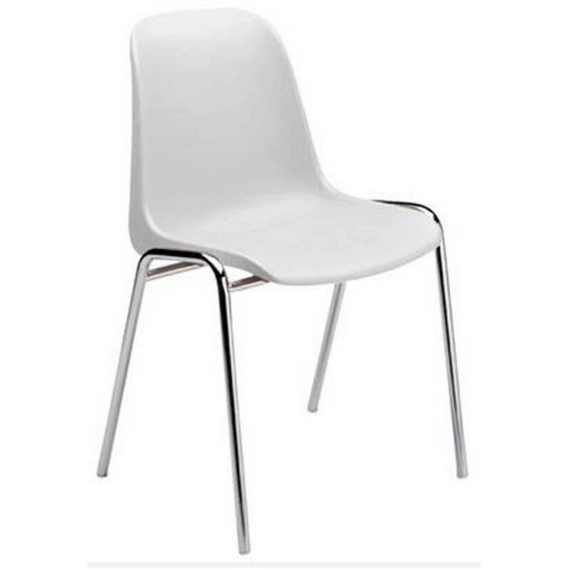 Dmora - Chaise empilable moderne en métal et polypropylène, pour salle à manger, cuisine ou salon, cm 57x49h78, couleur blanche, avec emballage