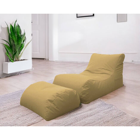 Dmora Chaise longue de salon moderne, Made in Italy, Fauteuil avec repose-pieds en nylon, Pouf rembourré pour chambre, 120x80h60 cm, Couleur Beige, avec emballage renforcé