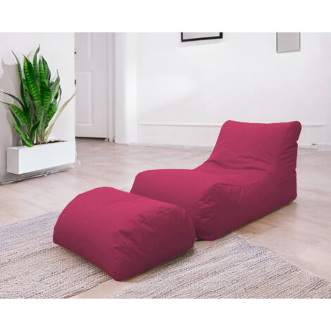 Dmora Chaise longue de salon moderne, Made in Italy, Fauteuil avec repose-pieds en nylon, Pouf rembourré pour chambre, 120x80h60 cm, Couleur Fuchsia, avec emballage renforcé