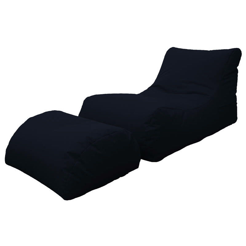 Chaise longue de salon moderne, Made in Italy, Fauteuil avec repose-pieds en nylon, Pouf rembourré pour chambre, 120x80h60 cm, Couleur Noir - Dmora