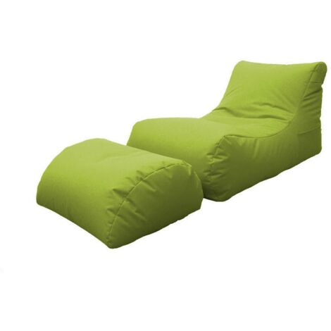Dmora Chaise longue de salon moderne, Made in Italy, Fauteuil avec repose-pieds en nylon, Pouf rembourré pour chambre, 120x80h60 cm, Couleur verte, avec emballage renforcé