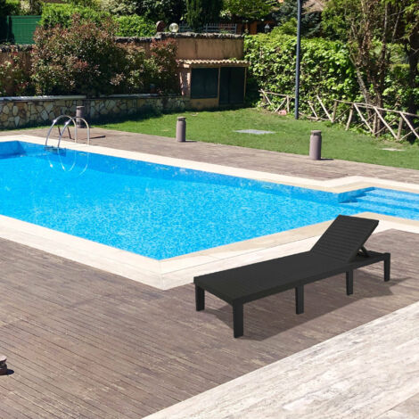 Dmora Chaise longue d'extérieur modulable, solarium, sans coussins, Made in Italy, 65x195x78cm, Couleur anthracite, avec emballage renforcé