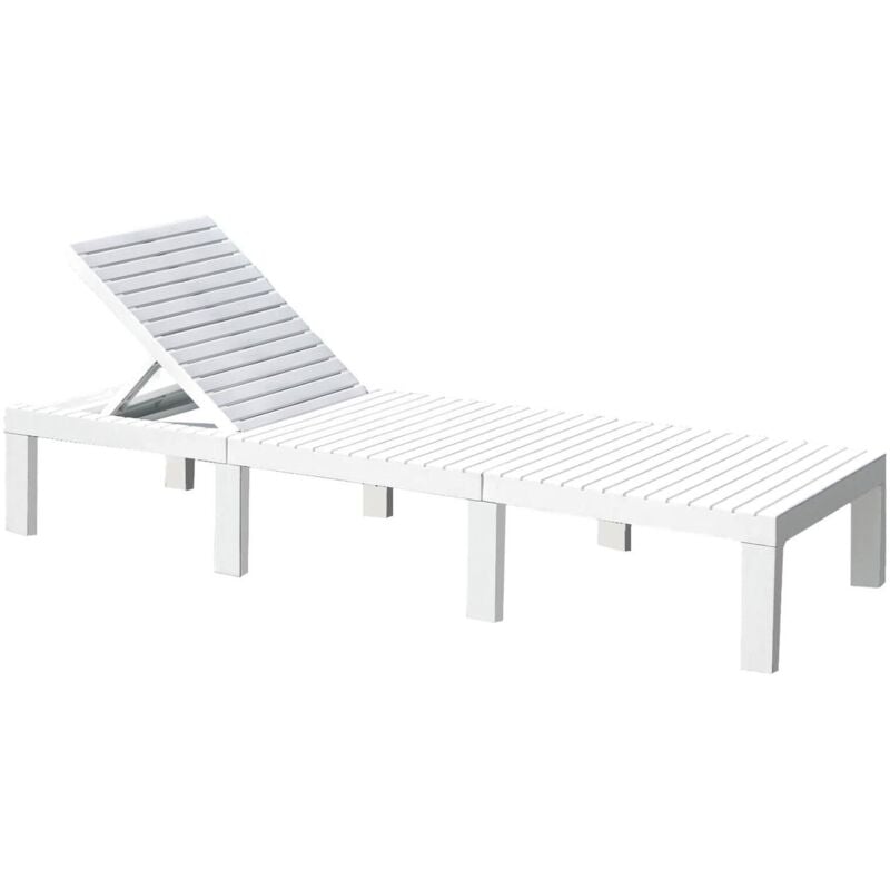 Dmora - Bains de soleil Caserta, Transat de jardin réglable, Lit d'extérieur, 100% Made in Italy, Cm 195x65h78, Blanc, avec emballage renforcé