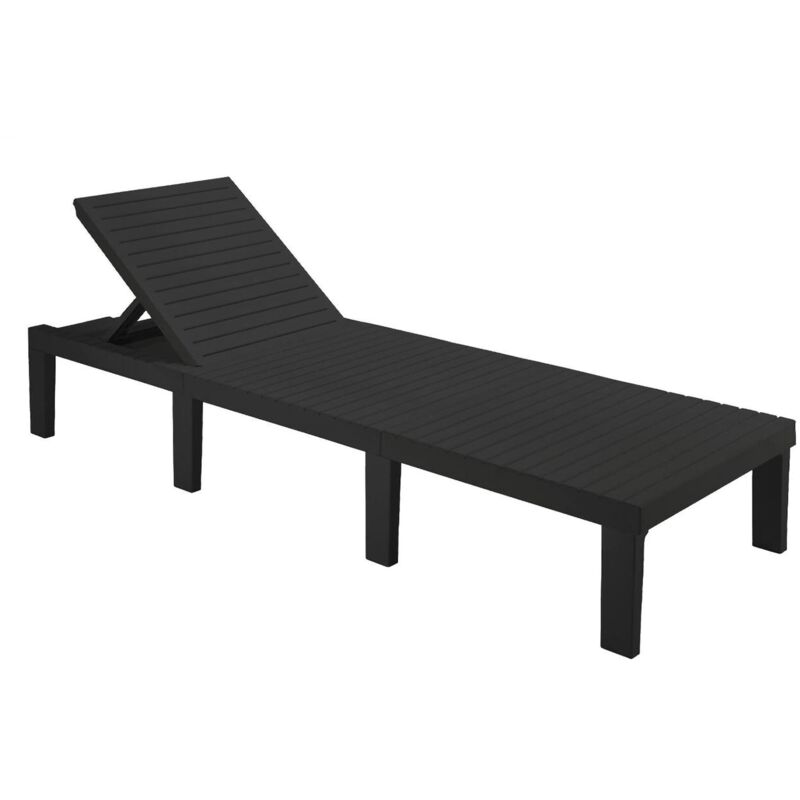 Dmora Bains de soleil Caserta, Chaise longue de jardin réglable, Lit d'extérieur, 100% Made in Italy, Cm 195x65h78, Anthracite, avec emballage