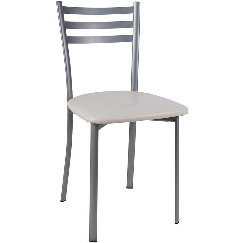 Dmora - Chaise moderne en éco-cuir, pour salle à manger, cuisine ou salon, cm 47x42h84, Assise h cm 45, Couleur Blanc