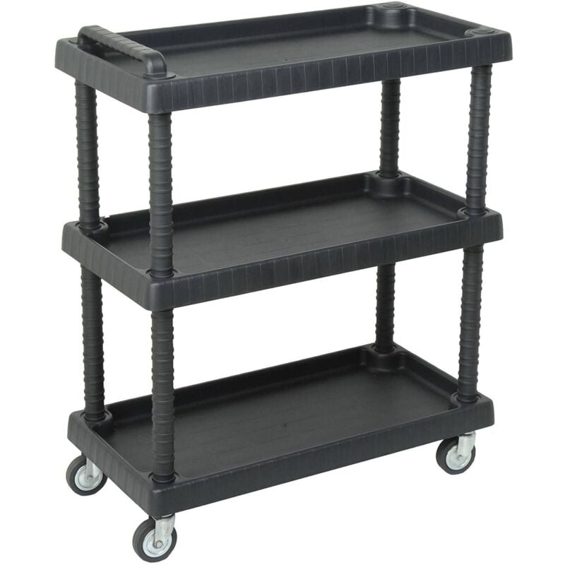 Dmora - Chariot en polypropylène à 3 niveaux multi-usages avec roues, étagère de roues, 100% Made in Italy, 76x16h38 cm, couleur anthracite