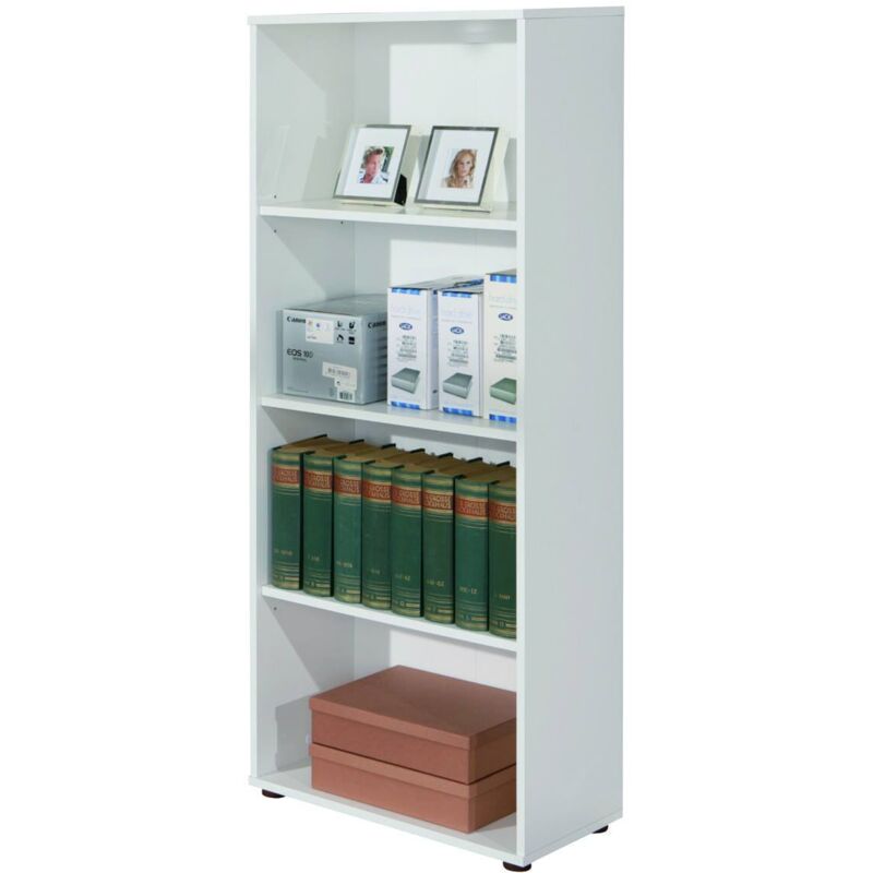 bibliotheque avec quatre etageres, couleur blanche, 60 x 145 30 cm - dmora