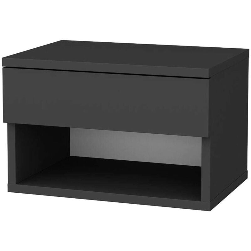 Dmora - Chevet Pleiades, Commode basse, Table de nuit, Étagère de chevet, 45x29h32 cm, Anthracite, avec emballage renforcé