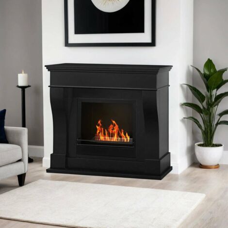 Dmora - Chimenea de bioetanol Dstramaccion, Chimenea ecológica, Hogar sin humo, Calefactor de etanol, Made in Italy, 111x43 h99 cm, Negro