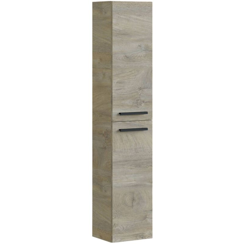 

Columna de baño suspendida Dmora, color Roble, con dos puertas, 30 x 150 x 25 cm.