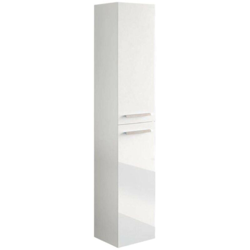 

Columna de baño suspendida con dos puertas, 30 x 150 x 25 cm, lacado blanco brillante - Dmora