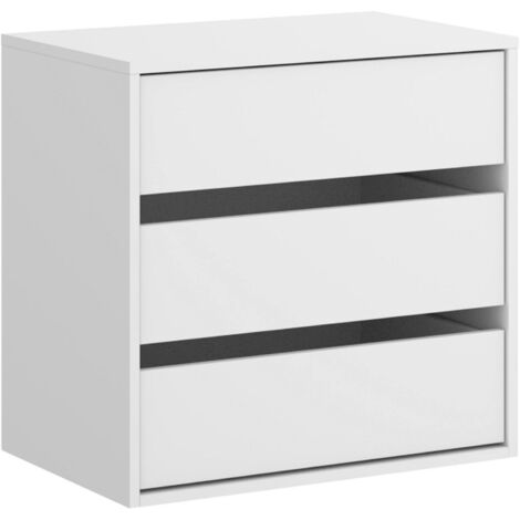 Dmora – Commode 3 tiroirs 60x40x60 cm – Panneau mélaminé résistant aux chocs – Finition intérieure textile – Design moderne blanc - 60x40h60