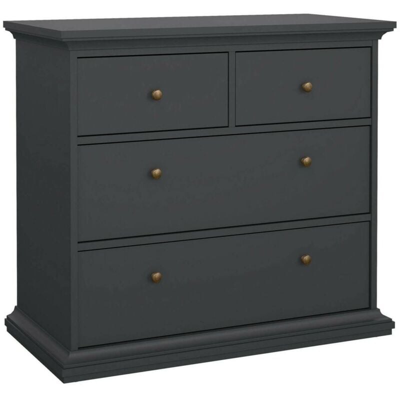 Dmora - Commode à quatre tiroirs, couleur grise, 96,2 x 86,9 x 48,5 cm, avec emballage renforcé