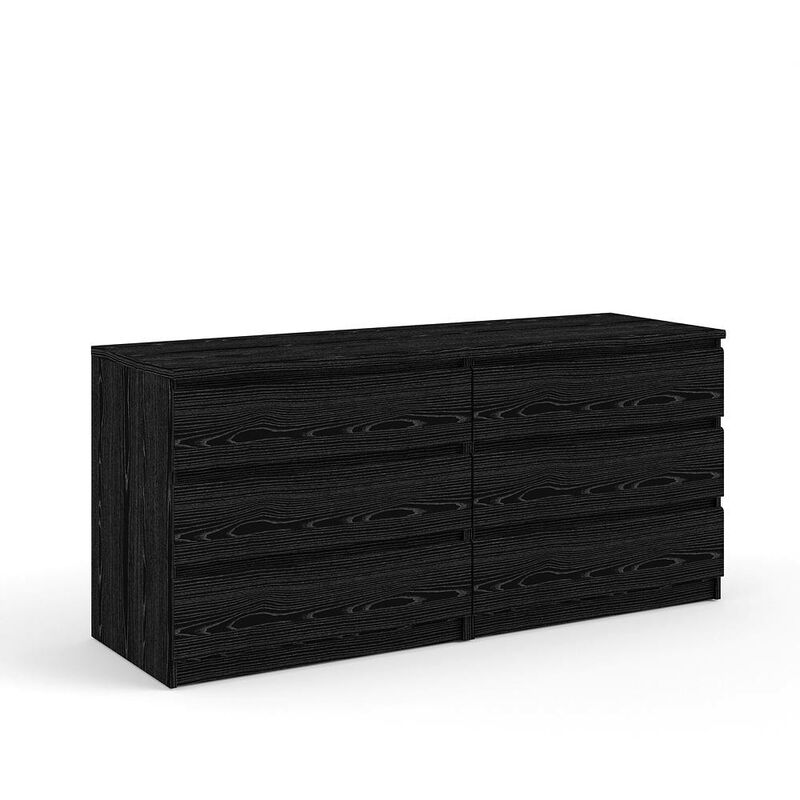 Dmora - Commode à six tiroirs, couleur noire, cm, 153,6 x 70,1 x 50
