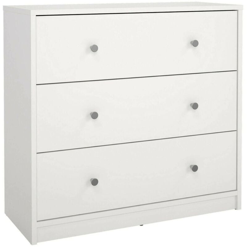 Commode à trois tiroirs, couleur blanche, 72,4 x 68,3 x 30,1 cm, avec emballage renforcé - Dmora