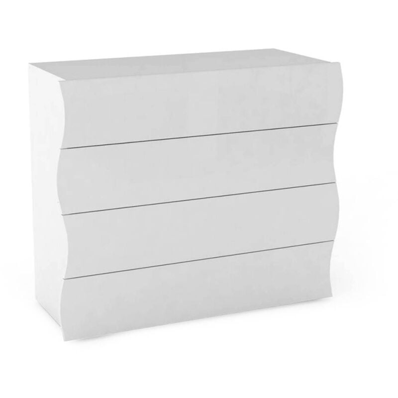 Commode moderne, Made in Italy, Meuble pour salon et chambre, Buffet 4 tiroirs, 98x40h82 cm, couleur blanc brillant - Dmora