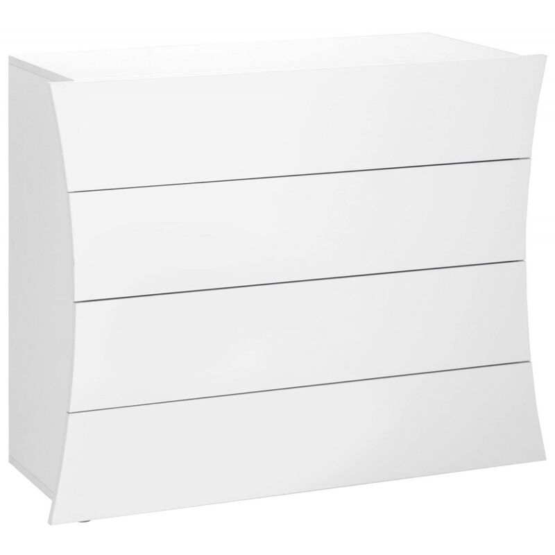 Commode moderne, Made in Italy, Meuble pour salon et chambre, Buffet 4 tiroirs, 98x40h82 cm, couleur blanc brillant - Dmora