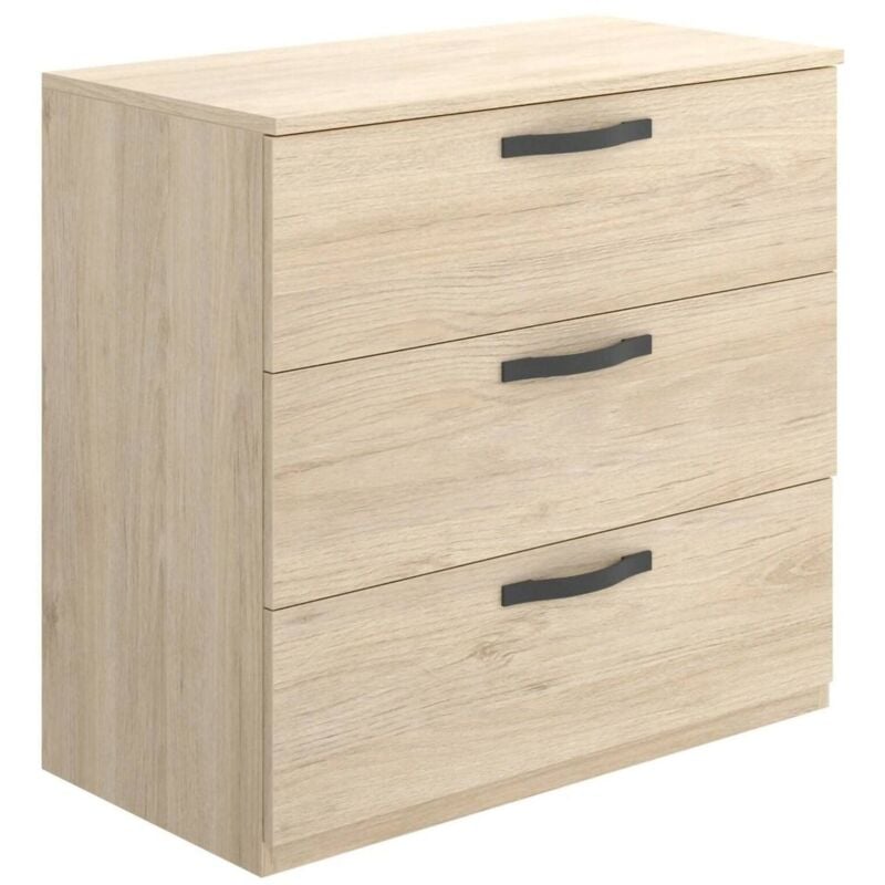 Commode Peres, Commode pour chambre à coucher, Commode avec tiroirs 3, 70x45h72 cm, Chêne - Dmora
