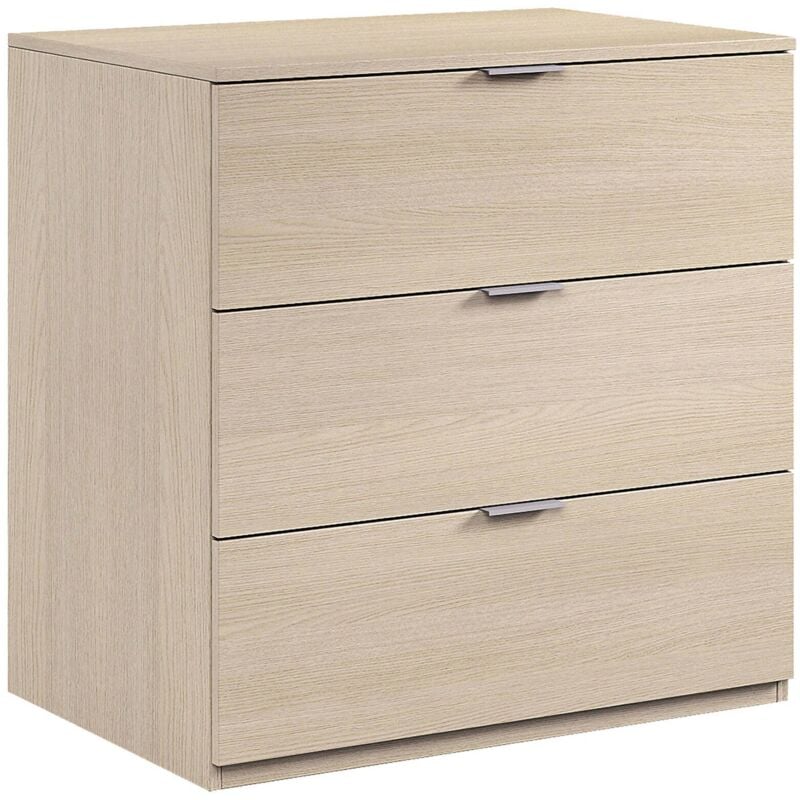 Bloc-tiroirs Bridgeport, Commode moderne à 3 tiroirs, Commode basse pour chambre, Mobile Hebdomadaire, cm 77x38h80, Chêne, avec emballage renforcé